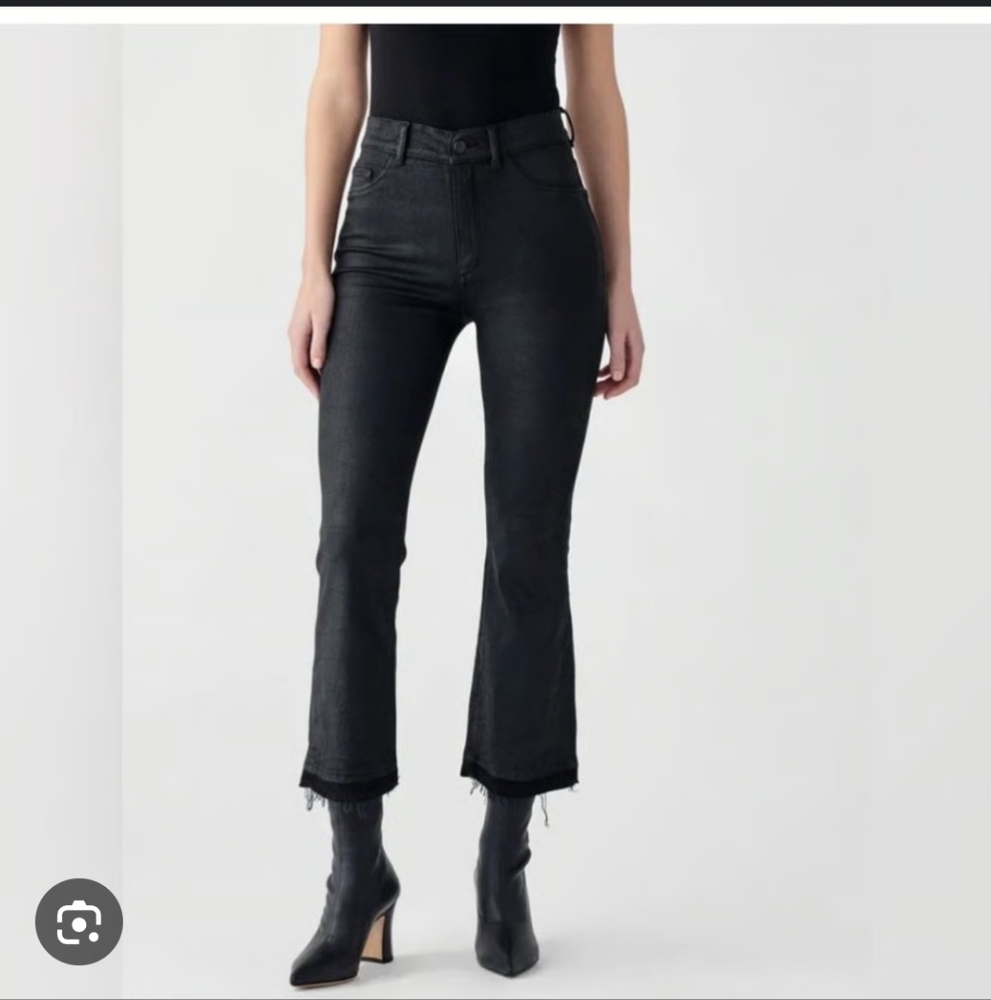 DL1961 Lara Coated Cropped Bootcut w/ Raw Hem